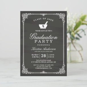 Chalkboard Pharmacy School Graduation Party Einladung