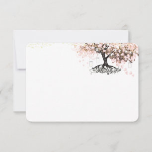 Chalkboard Pink Heart Leaf Tree Vielen Dank Dankeskarte