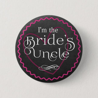 Chalkboard Pink Heart Wedding | Der Onkel der Brau Button