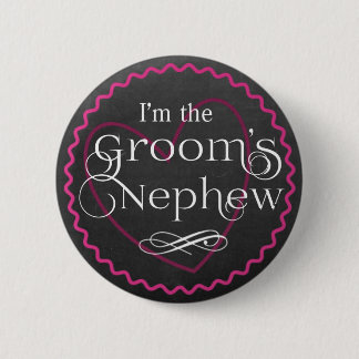 Chalkboard Pink Heart Wedding | Groom-Nephew Button