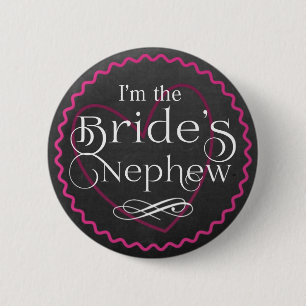 Chalkboard Pink Heart Wedding   Nephew der Braut Button