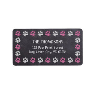 Chalkboard Pink Paw Print Rücksendeadressen-Aufkle Adressaufkleber