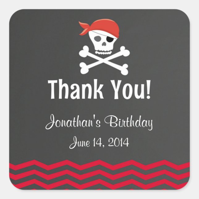 Chalkboard Pirate Birthday Stickers (Vorderseite)