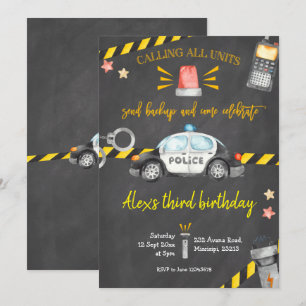 Chalkboard Police Anniversaire Fête Invitation