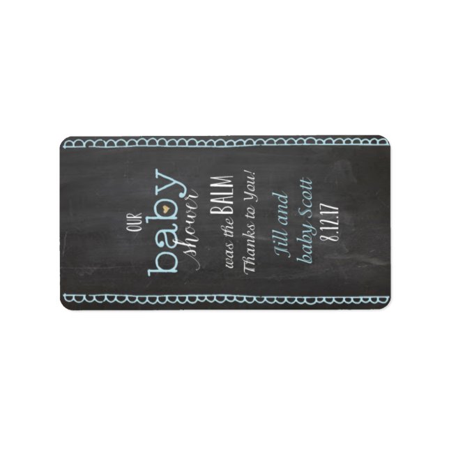 Chalkboard Posh Baby Dusche Lip Balm Etikett - cus Adressaufkleber (Vorne)