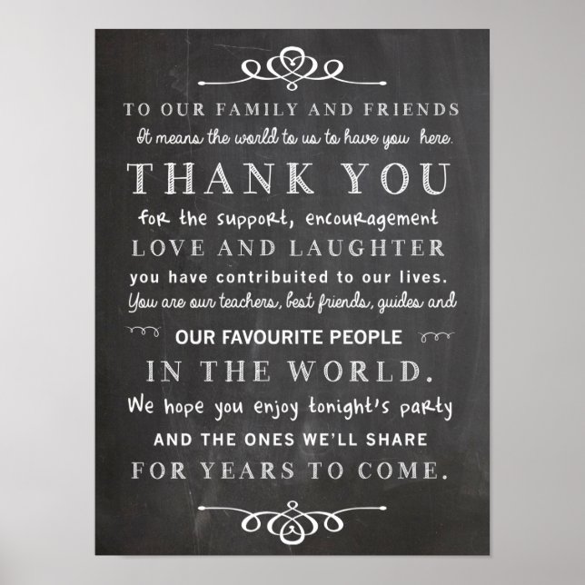 Chalkboard Poster - vielen Dank für Ihr Hochzeitsz (Vorne)