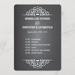 Chalkboard-Programm für elegante Lieben Menükart Programm