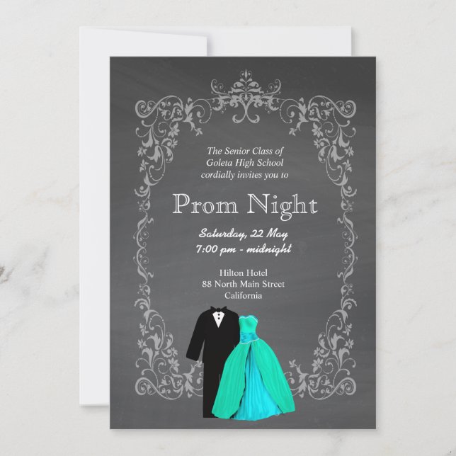 Chalkboard Prom Einladung (Vorderseite)