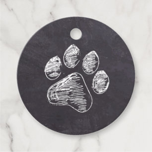 Chalkboard - Puppy Pawty - Hund Birthday Paw Print Geschenkanhänger