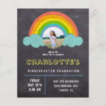 Chalkboard Rainbow Kids Budget Abschluss einladen