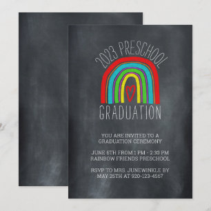 Chalkboard Rainbow Preschool Graduol Invitation