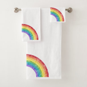 CHALKBOARD RAINBOW WHITE BADEZIMMER TOWEL SET