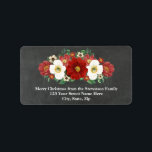 Chalkboard Red Floral Christmas Address Label Adressaufkleber<br><div class="desc">Weihnachtsadressen-Etiketten in rustikalem Landkreidemuster mit Vintagen rot-weißen Blume. Die perfekte Ergänzung zu Ihren Weihnachtskarten-Umschlägen.</div>