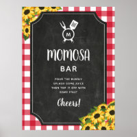 Chalkboard Red Gingham Sunflower Monogram Momosa