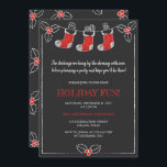 Chalkboard Red in White Hanging Strumpfs Weihnacht Einladung<br><div class="desc">Rot-Weiß hängende Strümpfe, Heilige Beeren und Blätter auf schwarzem Kalkboard-Hintergrund. Eine lustige Einladung zum Urlaub. Die Einladung kann einfach an Ihre Veranstaltung angepasst werden, indem Sie Ihre Veranstaltungsdetails, den Stil des Schriftartes, die Größe des Schriftartes und den gewünschten Wortlaut hinzufügen, indem Sie auf den Knopf "Diese Vorlage personalisieren" klicken. Passen...</div>