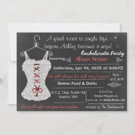 Chalkboard red Lace Lingerie Dusche Bachelorette Einladung