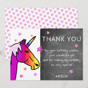 Chalkboard Regenbogen Einhorn Danke Karte