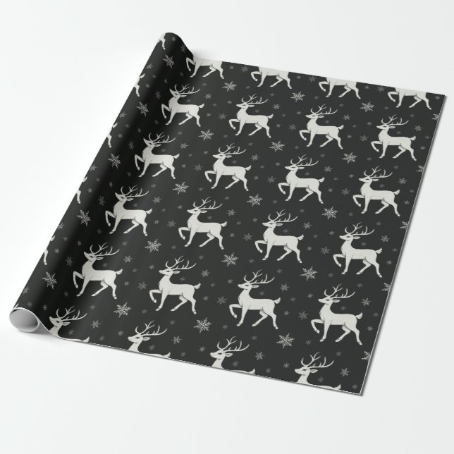 Chalkboard Reindeer Snowflakes Rustikale Weihnacht Geschenkpapier (Ungerollt)