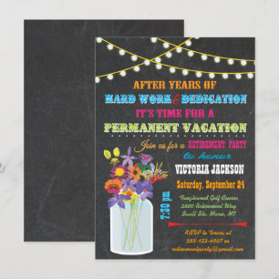 Chalkboard Retirement Party mit Mauerkasten Blume Einladung