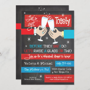 Chalkboard Retro Champagne Toast Probe Abendessen Einladung