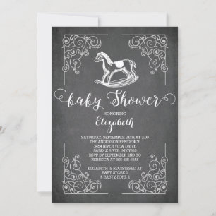 Chalkboard Rocking Horse Baby Shower Einladung