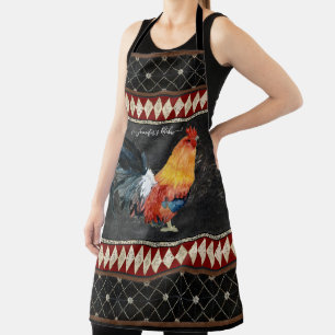Chalkboard Rooster Wasserfarben Kunst, Dichtung un Schürze