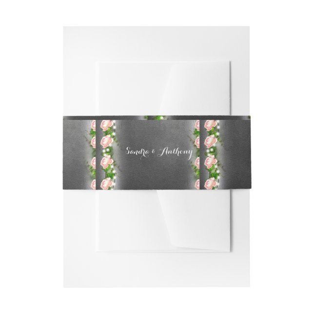 Chalkboard-Rose Hochzeitsfeier Einladung Bauchband Einladungsbanderole (Vorderseite Beispiel)