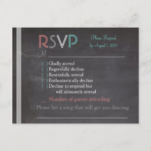 Chalkboard RSVP-Karte Einladungspostkarte