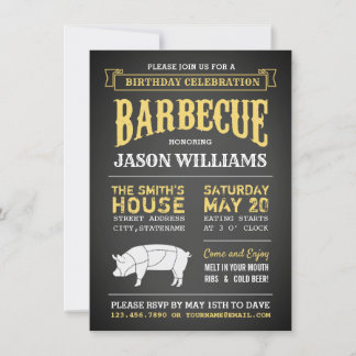 Chalkboard Rustic Birthday Party BBQ Invitations