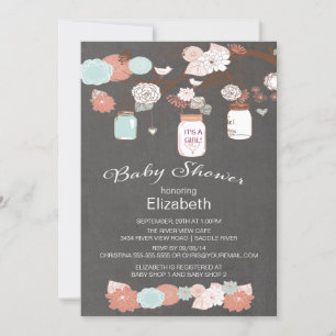 Chalkboard Rustic Country Mason Jar Babydusche Einladung