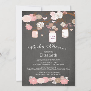 Chalkboard Rustic Country Mason Jar Babydusche Einladung
