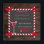 Chalkboard Rustic Wood Cocktail Party Einladung<br><div class="desc">Die gerahmte Tafel mit Candy Cane ist mit Eckenbuhen und Martini-Cocktails auf Holzboden ausgelegt.</div>