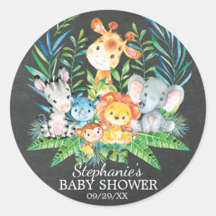 Chalkboard Safari Animal Baby Shocker Runder Aufkleber