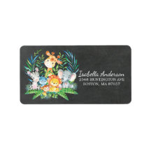 Chalkboard Safari Jungle Babydusche Etikett