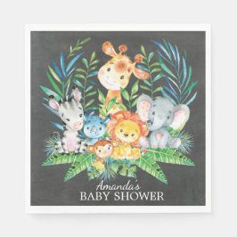 Chalkboard Safari Jungle Babydusche Papier Napkins Serviette