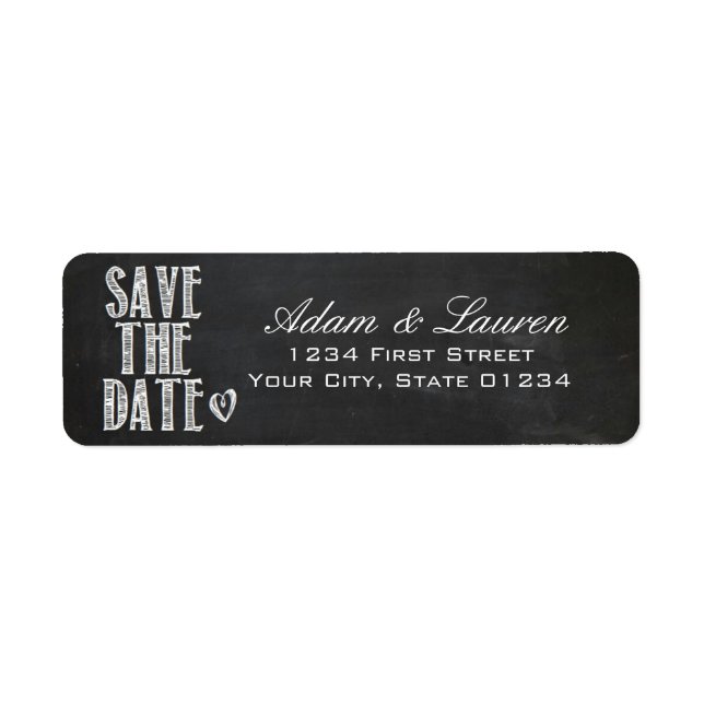 Chalkboard Save the Date Adressetiketten (Vorne)