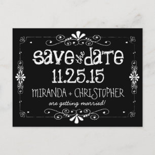 Chalkboard Save the Date Hochzeitskarte Ankündigungspostkarte