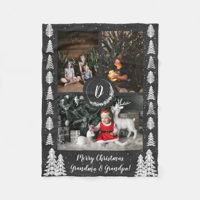 Chalkboard Schneeweihnachtsbaumen Urlaub Fleecedecke (Vorderseite)