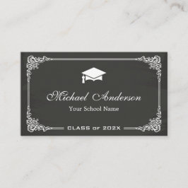 Chalkboard Schwarz-weiß Graduate Student Telefonnummerkarte