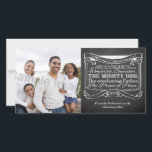 Chalkboard Scripture Christmas Feiertagskarte<br><div class="desc">Personalize this Christmas Bible Verse item with Passage Scripture from Isaiah 9:6... unto us a Son is given: and his name shall be called Wonderful, Counsellor, THE MIGHTY GOD, The everlasting Father, The Prince of Peace. ~Isaiah 9:6 Dark gray and black chalkboard with white text graphic makes a lovely casual...</div>