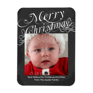 Chalkboard Scroll Schriftart Frohe Weihnachtsvorla Magnet