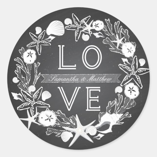 Chalkboard Seashells LOVE Sticker (Devant)