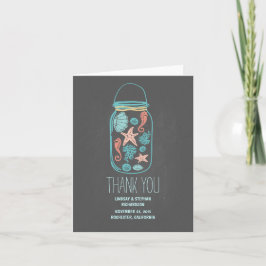 Chalkboard seashells mason jar Hochzeit danke
