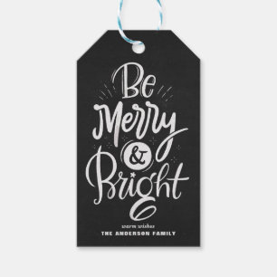 Chalkboard sei fröhlich und helle Buchstaben Weihn Geschenkanhänger