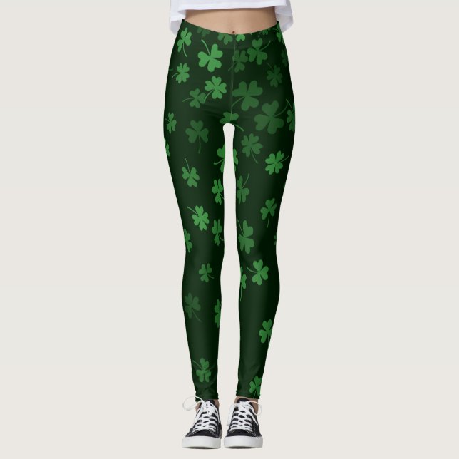 Chalkboard Shamrock St. Patrick's Day Leggings (Devant)