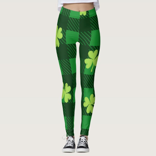 Chalkboard Shamrock St. Patrick's Day Leggings (Devant)