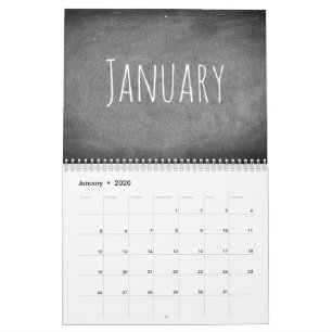 Chalkboard sieht Schwarz-Weiß-Text Moderne 2020 Kalender