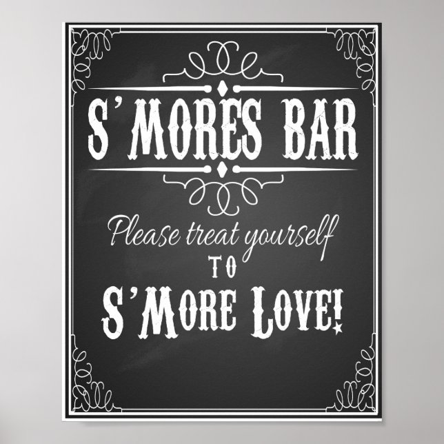 Chalkboard S'more Bar Hochzeitsfeier Druck Poster (Vorne)