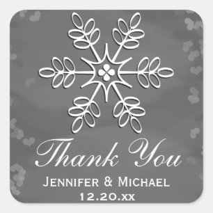 Chalkboard Snowflake Danke Label Quadratischer Aufkleber