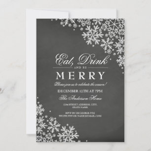 Chalkboard Snowflake Fête de Noël Invitation